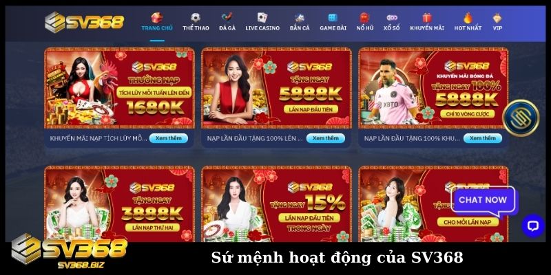 Thương hiệu SV368 - Thiên đường đánh bạc đẳng cấp 3 Su menh hoat dong cua SV368